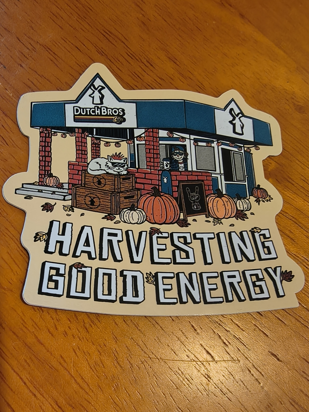 Dutch Bros Harvesting Good Energy Sticker Blue NWT